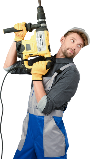 Technician with tool